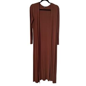 Fashion Nova Sweater M Brown Ribbed Knit Cotton Long Sleeve Open Duster Cardigan